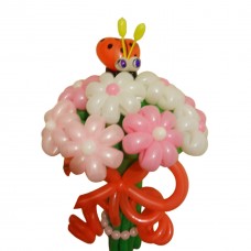 Букет біло рожевих ромашок з повітряних кульок з сонечком